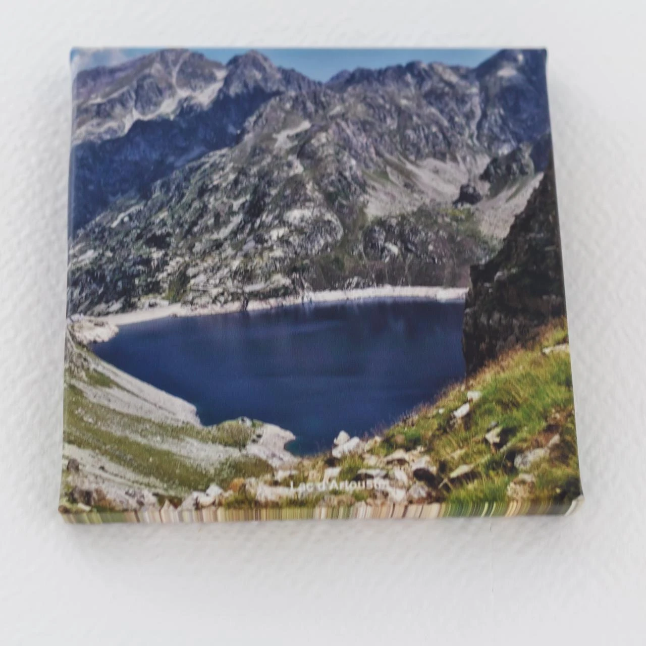 🌿 Un pedazo de los Pirineos en tu casa – Tela Foto Lago de Artouste 20x20 cm – photo 3